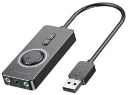 Vention USB 2.0 -> 3*3, 5mm, (külső, hangerőszabályozós, stereo, fekete) 0, 15, hangkártya (CDRBB)