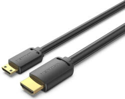 Vention HDMI-C/M -> HDMI-A/M (4K, HD, fekete), 2m, kábel (AGHBH)
