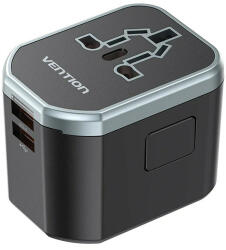 Vention USB-C+A+A (3port, 20W/18W/18W, fekete, travel), töltő (FJCB0)