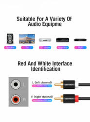 Vention 2*RCA/M -> 2*RCA/M , (audio, fekete), 1, 5m, kábel (VAB-R06-B150)