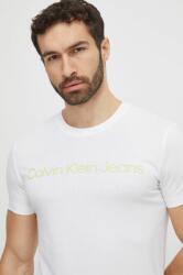 Calvin Klein Jeans pamut póló fehér, nyomott mintás - fehér S