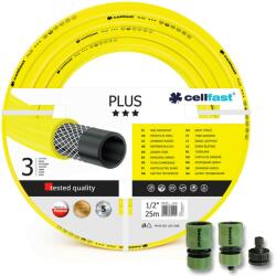 Cellfast Furtun de gradina, 3 straturi, + cadou 2 cuple, 1 adaptor, 1/2", 25 m, Cellfast Plus (320083) - jollymag