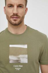 Calvin Klein pamut póló zöld, férfi, nyomott mintás - zöld XL - answear - 15 990 Ft