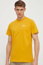 Jack Wolfskin pamut póló sárga, férfi, sima - sárga XXL
