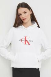 Calvin Klein pamut melegítőfelső fehér, női, nyomott mintás, kapucnis - fehér XL - answear - 36 990 Ft