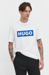 Hugo Blue pamut póló fehér, férfi, nyomott mintás - fehér S - answear - 15 190 Ft