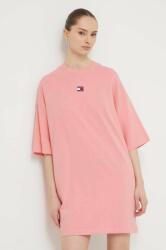 Tommy Hilfiger pamut ruha rózsaszín, mini, oversize - rózsaszín XS