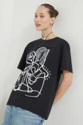 Desigual pamut póló női, fekete - fekete S - answear - 16 990 Ft
