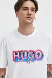 Hugo Blue pamut póló fehér, férfi, nyomott mintás - fehér XL - answear - 18 390 Ft
