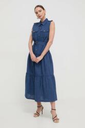 Luisa Spagnoli vászon ruha maxi, harang alakú - kék M
