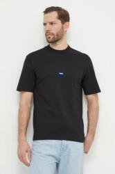 Hugo Blue pamut póló fekete, férfi, sima - fekete M - answear - 15 990 Ft