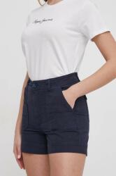 Pepe Jeans rövidnadrág női, sötétkék, sima, magas derekú - sötétkék 26