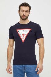 Guess pamut póló sötétkék, férfi, nyomott mintás, M2YI71 I3Z14 - sötétkék XL