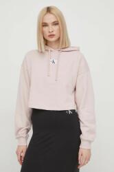 Calvin Klein pamut melegítőfelső rózsaszín, női, nyomott mintás, kapucnis - rózsaszín XL - answear - 30 990 Ft
