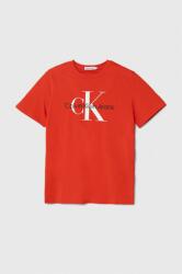 Calvin Klein gyerek pamut póló fekete, nyomott mintás - piros 176