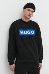 Hugo Blue pamut melegítőfelső fekete, férfi, nyomott mintás - fekete XS - answear - 28 990 Ft