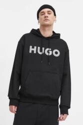 HUGO BOSS pamut melegítőfelső fekete, férfi, nyomott mintás, kapucnis - fekete XL - answear - 42 990 Ft