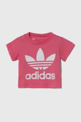 Adidas baba pamut póló TREFOIL TEE rózsaszín - rózsaszín 74