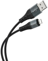 USB töltő- és adatkábel, Lightning, 100 cm, 2400 mA, törésgátlóval, gyorstöltés, QC, cipőfűző minta, Hoco X38 Cool, fekete
