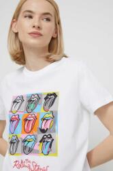 Desigual pamut póló x The Rolling Stones női, fehér - fehér XL