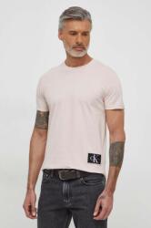 Calvin Klein Jeans pamut póló barna, férfi, nyomott mintás - rózsaszín S