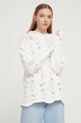 Desigual pamut pulóver fehér, félgarbó nyakú - fehér XS