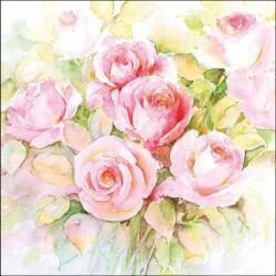 Ambiente Watercolour roses papírszalvéta 33x33cm, 20db-os - szep-otthon