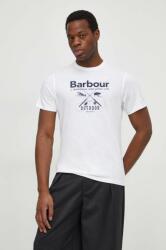Barbour pamut póló fehér, férfi, nyomott mintás - fehér S