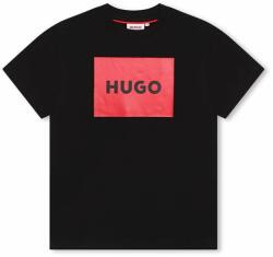 HUGO BOSS gyerek pamut póló fekete, nyomott mintás - fekete 126 - answear - 11 990 Ft