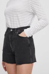 Pepe Jeans farmer rövidnadrág női, fekete, sima, magas derekú - fekete 25