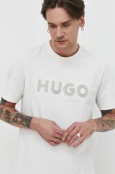 Hugo pamut póló bézs, férfi, nyomott mintás - bézs XS - answear - 21 990 Ft