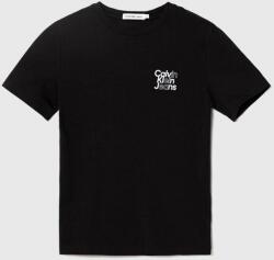 Calvin Klein gyerek pamut póló fekete, nyomott mintás - fekete 128 - answear - 11 190 Ft