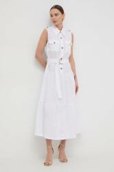 Luisa Spagnoli vászon ruha fehér, maxi, harang alakú - fehér M