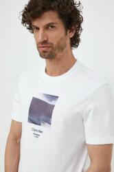 Calvin Klein pamut póló bézs, férfi, nyomott mintás - bézs M - answear - 15 990 Ft