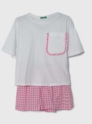 United Colors of Benetton gyerek pamut pizsama fehér, mintás - fehér 120