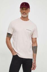 Calvin Klein Jeans pamut póló bézs, férfi, nyomott mintás - rózsaszín M