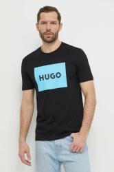 Hugo pamut póló fekete, férfi, nyomott mintás - fekete S - answear - 16 090 Ft