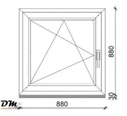 PPlusz 90×90 cm bukó-nyíló ablak 3 rétegű üveggel