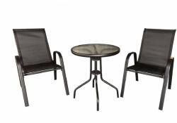 Heinner Set 2 scaune si masa Savona pentru gradina/balcon, blat sticla, Negru (DSMT001)