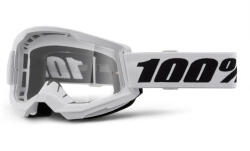 100% STRATA 2 New motocross szemüveg fehér (átlátszó plexi)