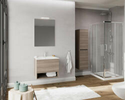 Savinidue Oslo 60cm-es fiókos fürdőszobaszekrény füstölt tölgy + mosdó - smartbutor