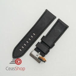  Curea piele neagră L vintage QR, cusătură neagră 20mm - 3840120