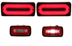 KITT Stopuri Full LED cu Lampa Ceata Mercedes W463 G-Class (1989-2015) Rosu Semnalizare Dinamica Performance AutoTuning