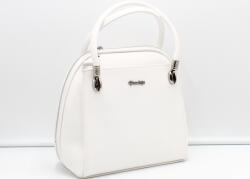 Prestige fehér körbe cipzáras kétfüles női rostbőr táska m80
