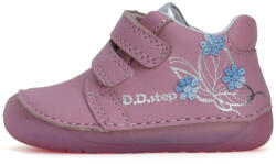D.D.Step DDstep kislány tavaszi átmeneti zárt cipő, barefoot, sötét rózsaszín, kék virágos, 24 (325977-4)