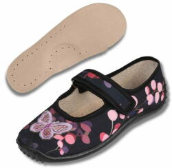  sarcia. eu Fekete lány tornacipő/papucs, gyerekpapucs tépőzáras Julia pillangóval ZETPOL 34 EU