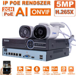 2 kamerás 5MP IP POE biztonsági rendszer