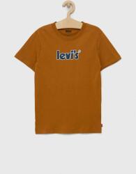 Levi's gyerek pamut póló barna, nyomott mintás - barna 140