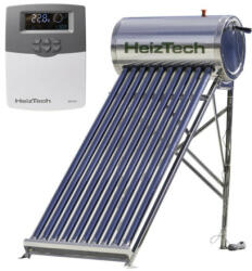 HeizTech Panou solar automatizat, cu 10 tuburi vidate, pentru preparare apa calda menajera, cu rezervor otel inoxidabil nepresurizat 100 litri, controler SR501, HeizTech (HeizTechSDS10)