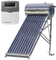 HeizTech Panou solar nepresurizat automatizat 100 L, 10 tuburi, HeizTech SDS10, rezervor și suport inox, controler SR501 (HeizTechSDS10)